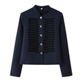 Giacca militare blu navy con bottoni argentati e dettagli decorativi a alamari - S / Blu scuro
