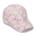 Detailopname van een roze baseballpet voor meisjes met bloemen- en kersenpatronen - 52CM(2-6 Jaar) / Roze