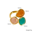 14K vergoldeter Titan-Ring mit orangefarbenem Tropfen- und rosa-grünem Zirkonia-Stein - Mehrfarbig 21