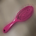 Pink hollow spiral hair brush with ergonomic handle for wet and dry scalp massage - Rose Red