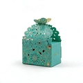 Hollow flower candy box in cyan with gold-edged laser cut patterns and butterfly decor - Large / Light Blue