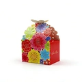 Red hollow floral favor box with a 3D butterfly topper and Sweet Love golden print - Large / Colorful