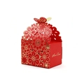 Red laser cut hollow flower candy box with golden 3D butterfly lid for weddings - Large / Red