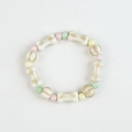 Handmade ceramic beaded bracelet with bone shapes in macaron colors and stripes - Letong Style (719-07乐童)