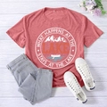 Red t-shirt with Lake slogan print paired with jeans and sneakers on white wood - S / Rose Gold (White Font)