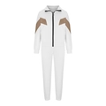 Dettaglio completo di set sportivo bianco con maniche marroni a contrasto e zip - S / Bianco