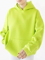 Macro shot of neon green oversized hoodie with kangaroo pocket and ribbed cuffs detail - Yellow-Green