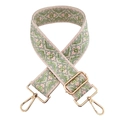 Pink and green jacquard geometric strap with gold hooks for crossbody bags - Beige Base Light Green Pink Floral