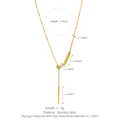 Minimalist 18K gold plated stainless steel Y-necklace with slim rectangular pendant - Adjustable Necklace Chain - Gold