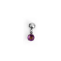 Zodiac birthstone pendant featuring a round purple gemstone with 18K gold-plated 4-prong setting - February (Amethyst Color) - Silver