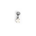 Silver zodiac birthstone pendant with 4-claw clear round gemstone and 18K gold plating - April (Diamond Color) - Silver