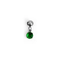 Mini 18K gold plated pendant with a green faceted gemstone in a four-claw setting - May (Emerald Color) - Silver