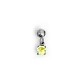 Mini zodiac birthstone charm with bright yellow round zircon in 18K gold plating - August (Peridot Color) - Silver