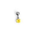 DIY necklace charm with yellow round-cut birthstone in a silver four-prong 18K gold setting - November (Citrine Color) - Silver