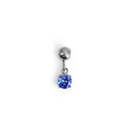 Mini 18K gold plated pendant featuring a blue round-cut gemstone with silver bead detail - December (Blue Topaz Color) - Silver