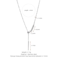 Minimalist stainless steel Y-shaped necklace with bead and long bar charms in silver finish - Adjustable Necklace Chain - Silver