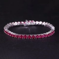 Silver Rose Red Bracelet (4mm Wide) Approximately 18cm Long