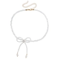 Faceted clear bead necklace with bow pendant and purple heart crystal detail - Transparent Beads - Gold (ZW1508)