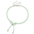 Light green beaded necklace with a pearl bow accent and gold lobster clasp - Green Beads - Gold (ZW969)