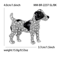 Broche de perro de aleación plateada con diamantes de imitación y esmalte negro - Negro (Base Plata)