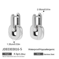 Silver stainless steel rectangular drop earrings with hypoallergenic waterproof features - Silver (JDE0303016-S)