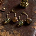2603269 Natural Stone Titanium Steel Earrings