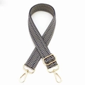 Adjustable black and white chevron guitar strap for handbags with gold metal clips - Dark Blue
