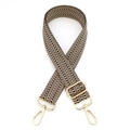 Adjustable wide replacement shoulder strap with brown and white herringbone pattern - Brown