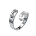 Silver stainless steel wrap ring with BLESSED engraving and cross symbol detail - Blessed / Steel