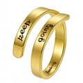 Gold finish stainless steel spiral ring engraved with the quote Keep Fucking Going - Keep Going / Gold