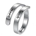 Silver stainless steel spiral open ring with keep going fucking engraved lettering - Keep Going / Steel
