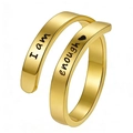 Golden wrap ring with I am enough engraving and heart symbol on polished stainless steel - I Am Enough / Gold