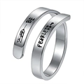 Silver stainless steel wrap ring featuring BE FEARLESS engraving and arrow motif - Be Fearless / Steel