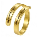 Golden double-layer open bypass ring with 'nevertheless she persisted' engraving - Nevertheless She Persisted / Gold