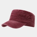 British style wine red washed cotton cadet cap with vintage distressed texture - Adjustable / Burgundy