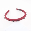 Eleganter burgunderroter Satin-Haarreif mit schwarzen Strasssternen und Herz-Handarbeit - Cyan (B)