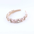 Diadema acolchada de tela rosa con perlas y pedrería para un peinado elegante de mujer - Estilo Azul Claro (C)