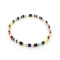 Bohemian multi-color Tila bead stretch bracelet with gold spacers for women - Colorful Block Mix Style (TL-B190091D) / Multicolor Patchwork Stripe