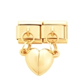 Golden heart charm modular link for stainless steel Italian starter bracelets - 4569 - A Pair Of All-gold Magnetic Heart Pendants