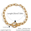 Detailansicht eines 18k vergoldeten Edelstahl-Kettenarmbands mit sicherem OT-Knebelverschluss - Modestil (JDB2503043)