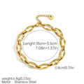 Macro shot of 18k gold plated stainless steel chain bracelet with lobster clasp detail - Fashion Style (JDB2507151)