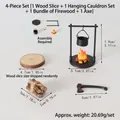 Miniatur 4-teiliges Camping-Set mit Lagerfeuer und Hängetopf für Puppenhausdekor - Pla-hängebackbeutel [4-teiliges Set]