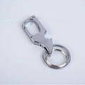 Polished silver multifunctional metal keychain with carabiner and bottle opener feature - Full Silver
