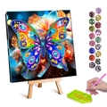 DIY diamond painting kit featuring a vibrant butterfly with a wooden easel and tools - Brilliant Jewelry Butterfly (21) / 20x30cm