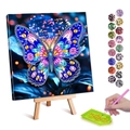 5D DIY blue butterfly diamond painting kit with wooden stand and colorful gemstone tools - Blue Special-Shaped Drills Butterfly (23) / 20x30cm