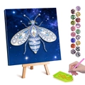 DIY diamond painting kit featuring a jeweled bee on star sky canvas with tool accessories - Starry Sky Gem Bee (20) / 20x30cm