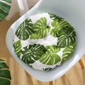 Round quilted chair cushion with green monstera leaf pattern on a white chair - Banana Leaf (round) / 30x30 (anti-slip Cotton And Linen) 4-needle Kindergarten Use