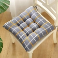 Thick square gray plaid seat cushion with ties for dining chairs and office comfort - Gray White And Yellow Checkered (square) / 30x30 (anti-slip Cotton And Linen) 4-needle Kindergarten Use