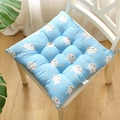 Blue round chair cushion with white bunny print and secure tie-on straps for dining chairs - Rabbit Baby (square) / 30x30 (anti-slip Cotton And Linen) 4-needle Kindergarten Use
