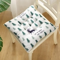 Square cotton linen chair cushion with blue reindeer pattern and fixing ties - Jungle Deer (square) / 30x30 (anti-slip Cotton And Linen) 4-needle Kindergarten Use
